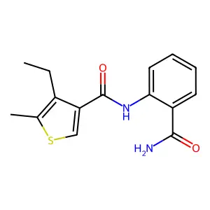 N-(2-carbamoylphenyl)-4-ethyl-5-methyl-3-thiophenecarboxamide structure