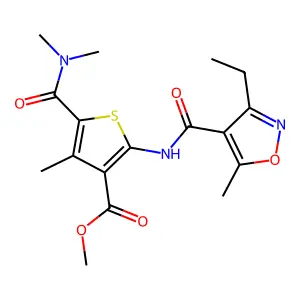 METHYL 5-(DIMETHYLCARBAMOYL)-2-(3-ETHYL-5-METHYL-1,2-OXAZOLE-4-AMIDO)-4-METHYLTHIOPHENE-3-CARBOXYLATE structure