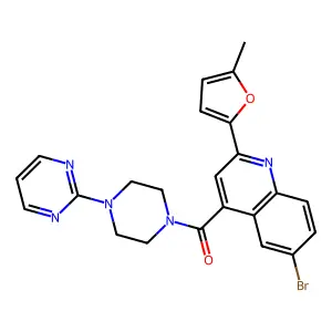 [6-bromo-2-(5-methylfuran-2-yl)quinolin-4-yl]-(4-pyrimidin-2-ylpiperazin-1-yl)methanone structure