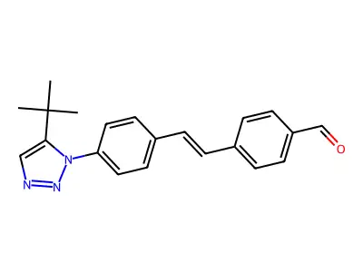 4-[(E)-2-[4-(5-tert-butyltriazol-1-yl)phenyl]ethenyl]benzaldehyde structure