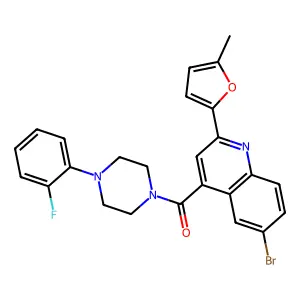 [6-bromo-2-(5-methylfuran-2-yl)quinolin-4-yl]-[4-(2-fluorophenyl)piperazin-1-yl]methanone structure