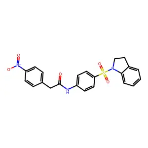 N-[4-(2,3-dihydroindol-1-ylsulfonyl)phenyl]-2-(4-nitrophenyl)acetamide structure
