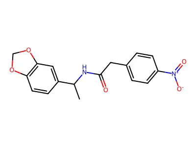 N-[1-(1,3-benzodioxol-5-yl)ethyl]-2-(4-nitrophenyl)acetamide structure