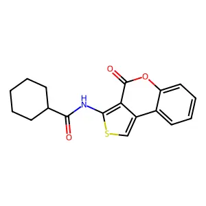 N-(4-oxothieno[3,4-c]chromen-3-yl)cyclohexanecarboxamide structure