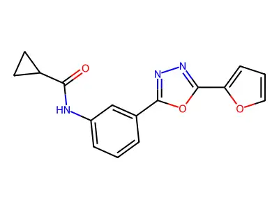 N-[3-[5-(furan-2-yl)-1,3,4-oxadiazol-2-yl]phenyl]cyclopropanecarboxamide structure