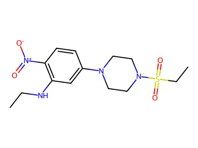 N-ethyl-5-(4-ethylsulfonylpiperazin-1-yl)-2-nitroaniline structure