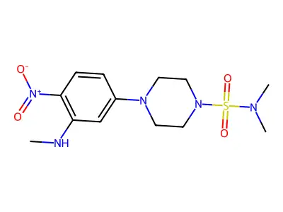 N,N-dimethyl-4-[3-(methylamino)-4-nitrophenyl]piperazine-1-sulfonamide structure