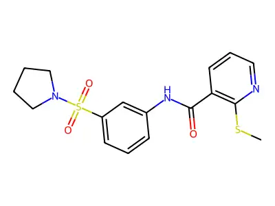2-(methylsulfanyl)-N-[3-(pyrrolidine-1-sulfonyl)phenyl]pyridine-3-carboxamide structure
