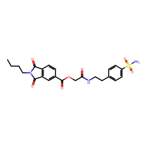 [2-oxo-2-[2-(4-sulfamoylphenyl)ethylamino]ethyl] 2-butyl-1,3-dioxoisoindole-5-carboxylate structure