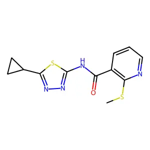 N-(5-cyclopropyl-1,3,4-thiadiazol-2-yl)-2-methylsulfanylpyridine-3-carboxamide structure