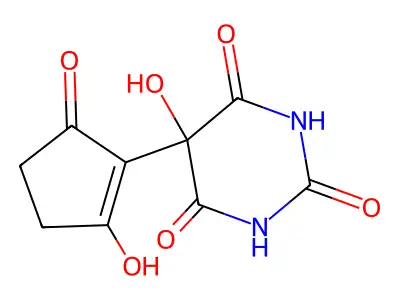 5-Hydroxy-5-(2-hydroxy-5-oxocyclopent-1-en-1-yl)pyrimidine-2,4,6(1H,3H,5H)-trione structure