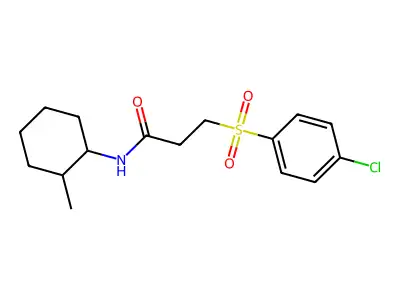 3-(4-chlorophenyl)sulfonyl-N-(2-methylcyclohexyl)propanamide structure