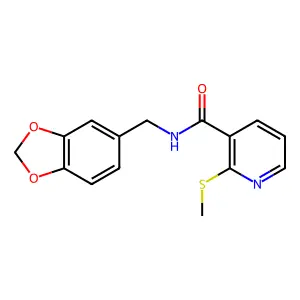 N-(1,3-benzodioxol-5-ylmethyl)-2-methylsulfanylpyridine-3-carboxamide structure