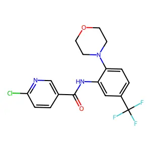 6-chloro-N-[2-(morpholin-4-yl)-5-(trifluoromethyl)phenyl]pyridine-3-carboxamide structure