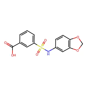 3-((1,3-Dioxaindan-5-yl)sulfamoyl)benzoic acid structure