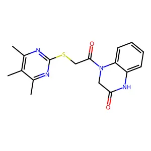 4-[2-(4,5,6-Trimethylpyrimidin-2-yl)sulfanylacetyl]-1,3-dihydroquinoxalin-2-one structure