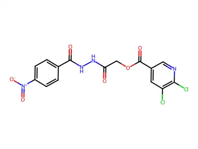 [N'-(4-nitrobenzoyl)hydrazinecarbonyl]methyl 5,6-dichloropyridine-3-carboxylate structure