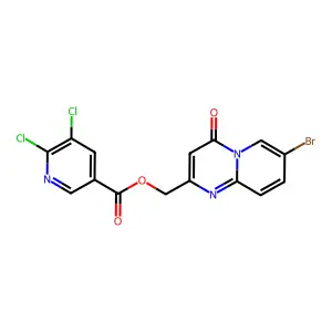 (7-bromo-4-oxopyrido[1,2-a]pyrimidin-2-yl)methyl 5,6-dichloropyridine-3-carboxylate structure