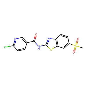 6-chloro-N-(6-methanesulfonyl-1,3-benzothiazol-2-yl)pyridine-3-carboxamide structure