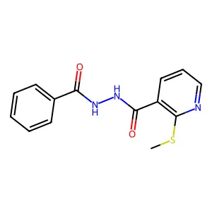 N'-benzoyl-2-methylsulfanylpyridine-3-carbohydrazide structure