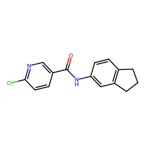 6-chloro-N-(2,3-dihydro-1H-inden-5-yl)pyridine-3-carboxamide structure