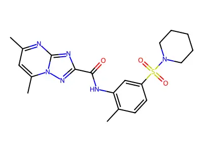 5,7-dimethyl-N-(2-methyl-5-piperidin-1-ylsulfonylphenyl)-[1,2,4]triazolo[1,5-a]pyrimidine-2-carboxamide structure