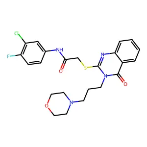 N-(3-chloro-4-fluorophenyl)-2-[3-(3-morpholin-4-ylpropyl)-4-oxoquinazolin-2-yl]sulfanylacetamide structure