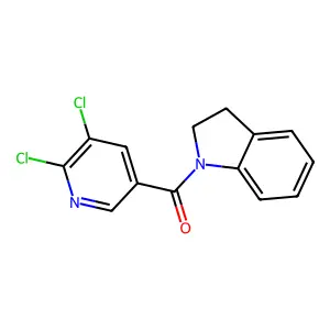 1-(5,6-dichloropyridine-3-carbonyl)-2,3-dihydro-1H-indole structure