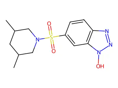 6-[(3,5-dimethylpiperidin-1-yl)sulfonyl]-1H-1,2,3-benzotriazol-1-ol structure