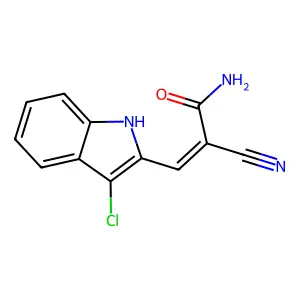 3-(3-chloro-1H-indol-2-yl)-2-cyanoprop-2-enamide structure