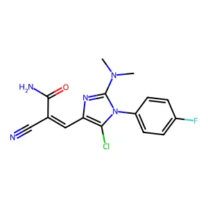 (E)-3-[5-chloro-2-(dimethylamino)-1-(4-fluorophenyl)imidazol-4-yl]-2-cyanoprop-2-enamide structure