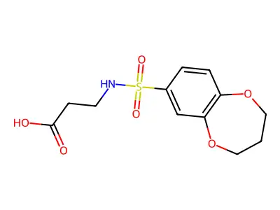 3-(3,4-dihydro-2H-1,5-benzodioxepine-7-sulfonamido)propanoic acid structure