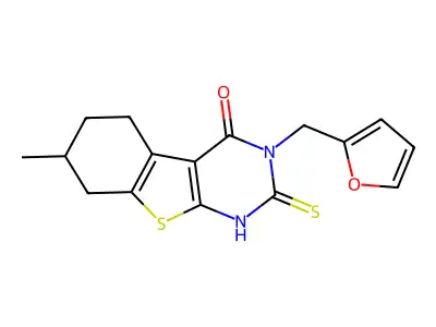 4-(furan-2-ylmethyl)-11-methyl-5-sulfanyl-8-thia-4,6-diazatricyclo[7.4.0.0,2,7]trideca-1(9),2(7),5-trien-3-one structure