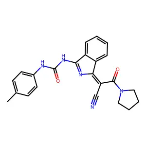 1-[(3E)-3-(1-cyano-2-oxo-2-pyrrolidin-1-ylethylidene)isoindol-1-yl]-3-(4-methylphenyl)urea structure