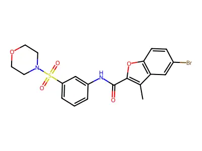 5-bromo-3-methyl-N-(3-morpholin-4-ylsulfonylphenyl)-1-benzofuran-2-carboxamide structure