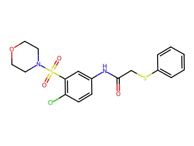 N-(4-chloro-3-morpholin-4-ylsulfonylphenyl)-2-phenylsulfanylacetamide structure