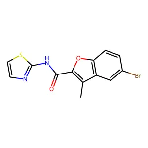 5-bromo-3-methyl-N-(1,3-thiazol-2-yl)-1-benzofuran-2-carboxamide structure