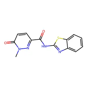 N-(benzo[d]thiazol-2-yl)-1-methyl-6-oxo-1,6-dihydropyridazine-3-carboxamide structure