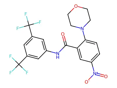 N-[3,5-bis(trifluoromethyl)phenyl]-2-morpholin-4-yl-5-nitrobenzamide structure