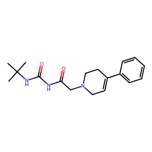 N-(tert-butylcarbamoyl)-2-(4-phenyl-3,6-dihydro-2H-pyridin-1-yl)acetamide structure
