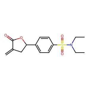 N,N-diethyl-4-(4-methylidene-5-oxooxolan-2-yl)benzenesulfonamide structure
