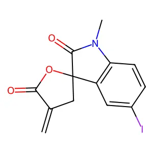 5-Iodo-1-methyl-3'-methylidenespiro[indole-3,5'-oxolane]-2,2'-dione structure