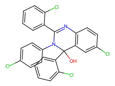 6-Chloro-2,4-bis(2-chlorophenyl)-3-(4-chlorophenyl)-3,4-dihydroquinazolin-4-ol structure