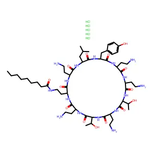 pelargonoyl cyclic decapeptide polymyxin M(1) structure