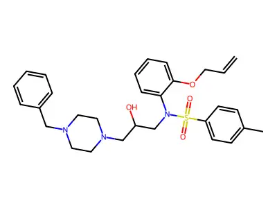 Allyloxy-2 N-((benzyl-4 piperazinyl-1)-3 hydroxy-2 propyl) N-(methyl-4 benzenesulfonyl)aniline structure