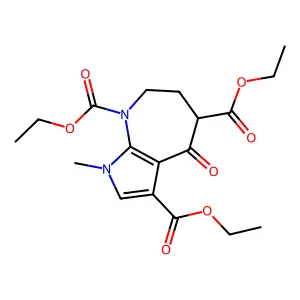 Triethyl 1-methyl-4-oxo-4,5,6,7-tetrahydropyrrolo(2,3-b)azepine-3,5,8(1H)-tricarboxylate structure