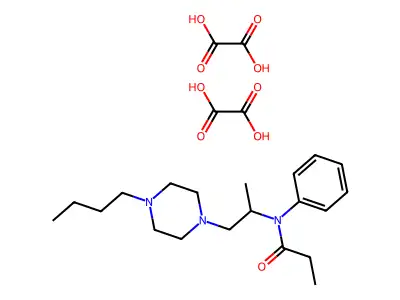 N-(1-Methyl-2-(4-n-butylpiperazino)ethyl)propionanilide dioxalate structure