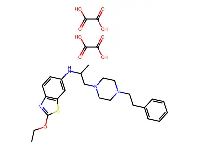 6-(1-Methyl-2-(4-phenethylpiperazino)ethyl)amino-2-ethoxybenzothiazole oxalate hydrate (2:4:1) structure