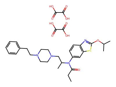 2-Isopropoxy-6-(N-(1-methyl-2-(4-phenethylpiperazino)ethyl)propionamide)benzothiazole 2C2H2O4 structure