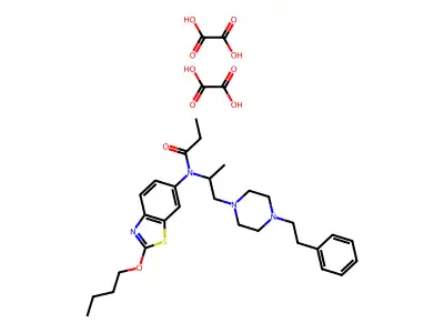 2-n-Butoxy-6-(N-(1-methyl-2-(4-phenethylpiperazino)ethyl)propionamido)benzothiazole dioxalate structure